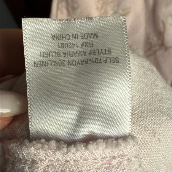 Francesca’s Mi Ami Pink Floral Smocked Sleeve Linen Mini Dress - Picture 7 of 7